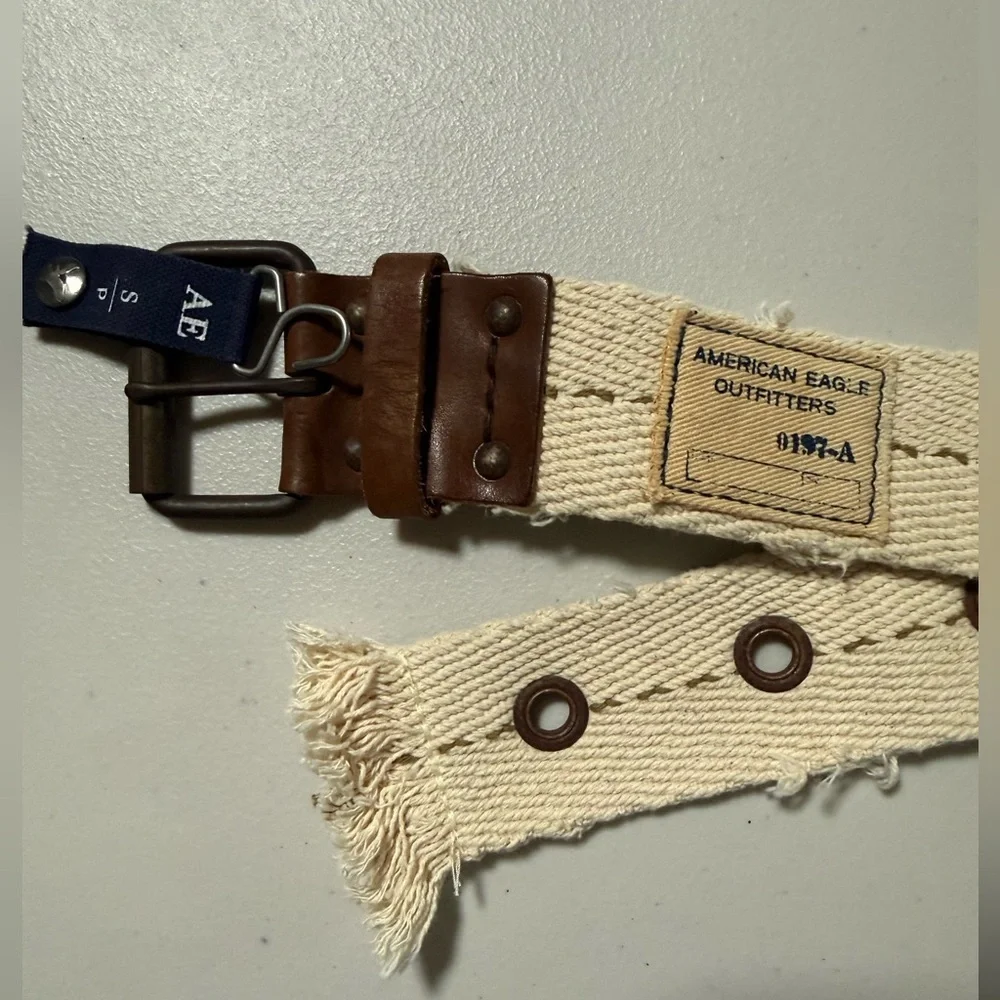 American Eagle Wide Canvas Grommet Belt Size Small Y2K Gorpcore Utility